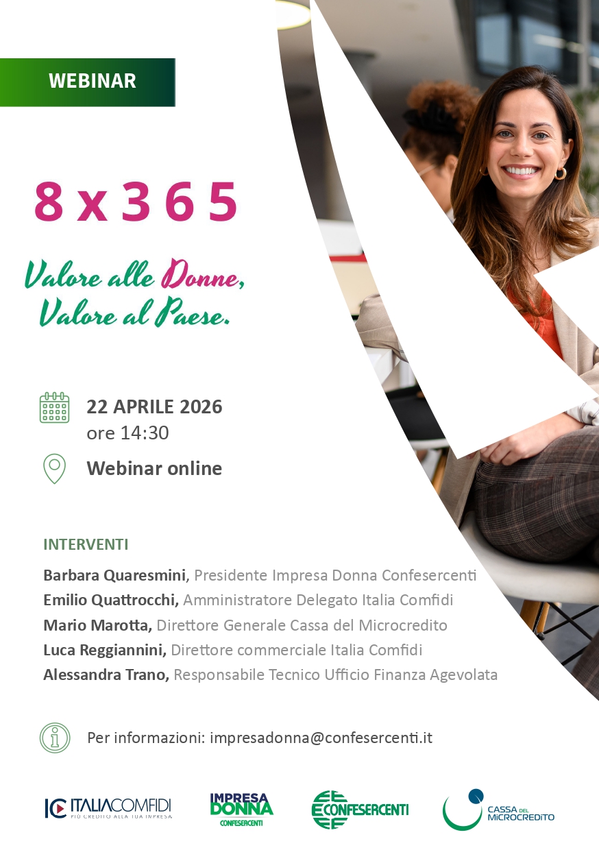 Webinar di presentazione del progetto 8×365: opportunità e strumenti per l’impresa femminile